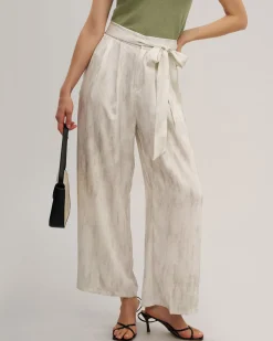 White Elastic Waist Wide Leg Pants