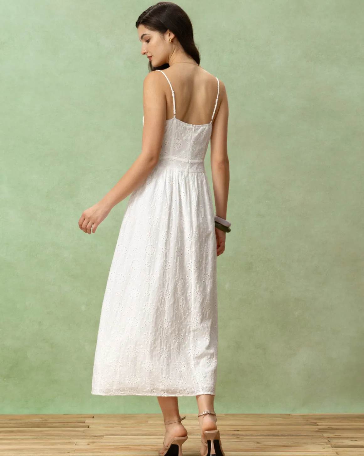 White Embroidery Slip Maxi Dress