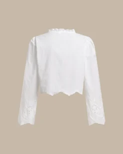 White Floral Cropped Blouse