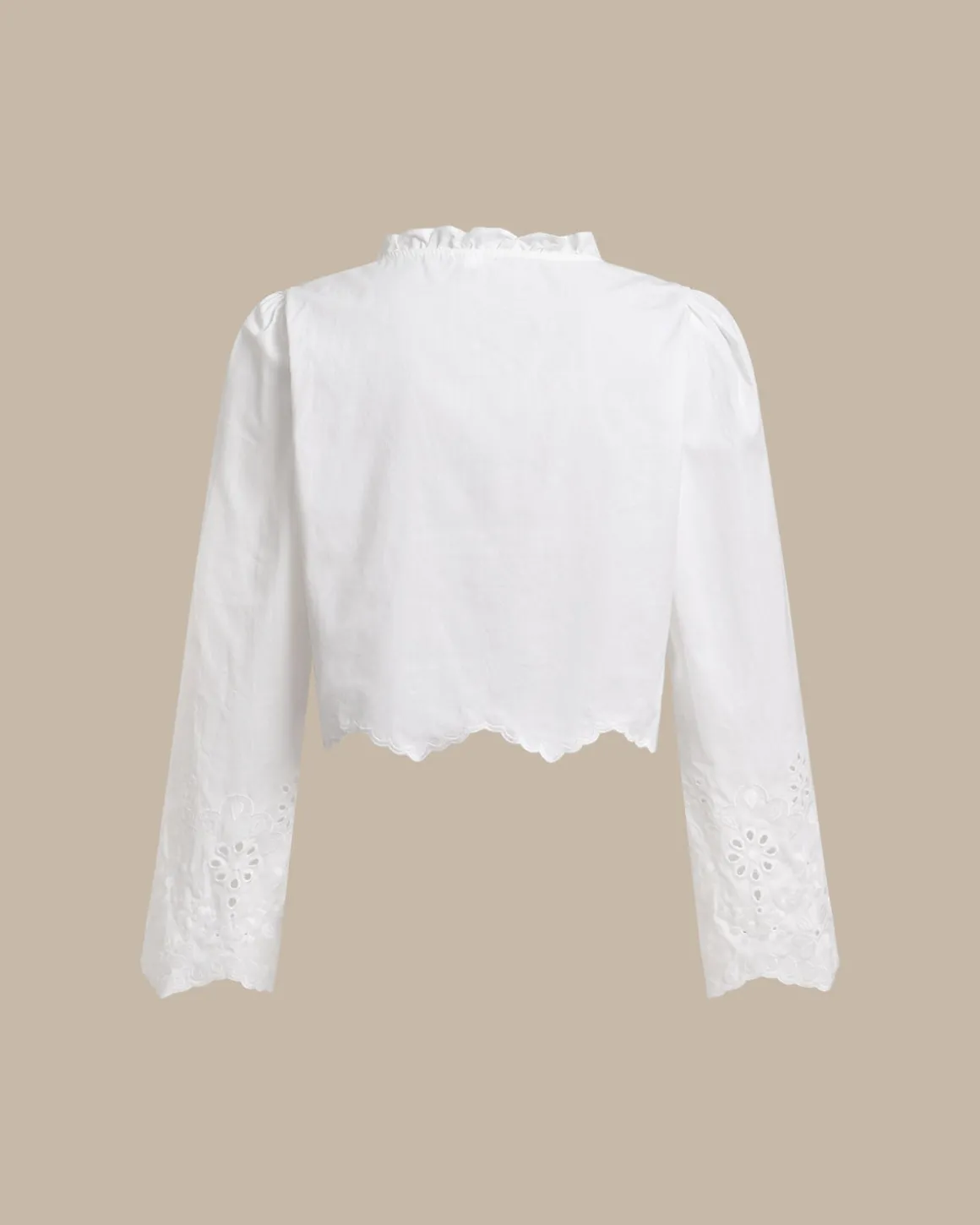 White Floral Cropped Blouse
