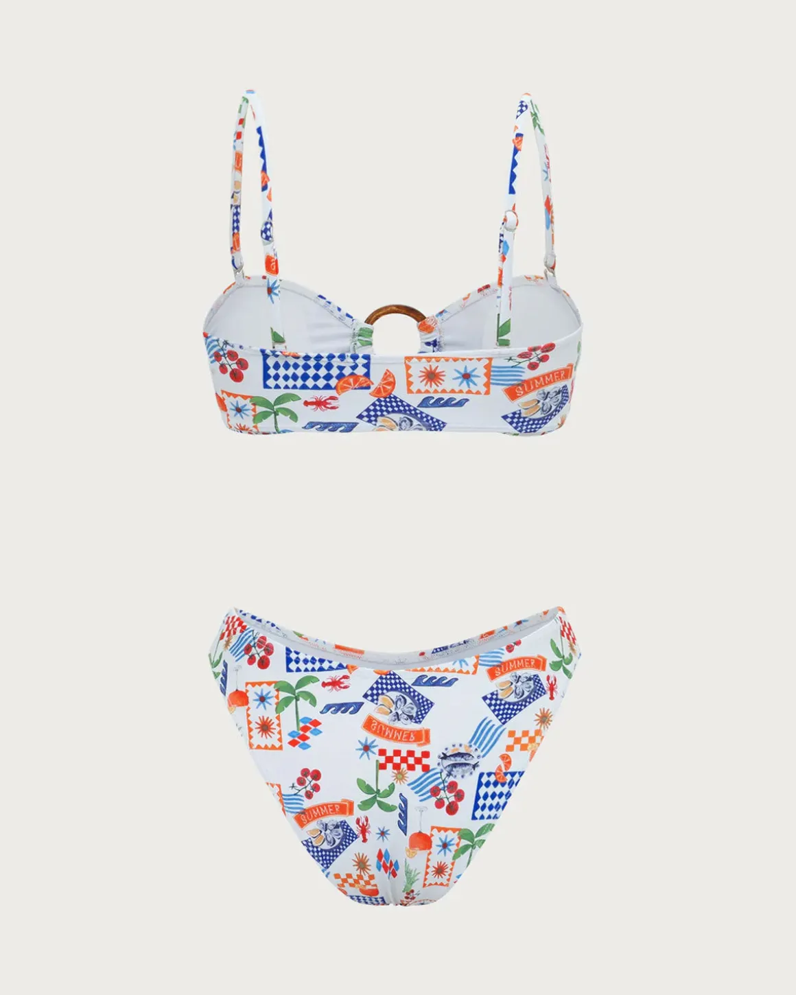 White Floral O-Ring Bikini Set
