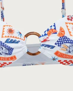 White Floral O-Ring Bikini Set