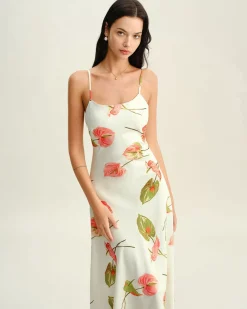 White Floral Slip Midi Dress
