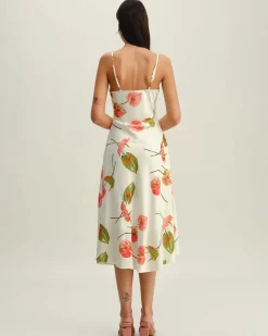 White Floral Slip Midi Dress