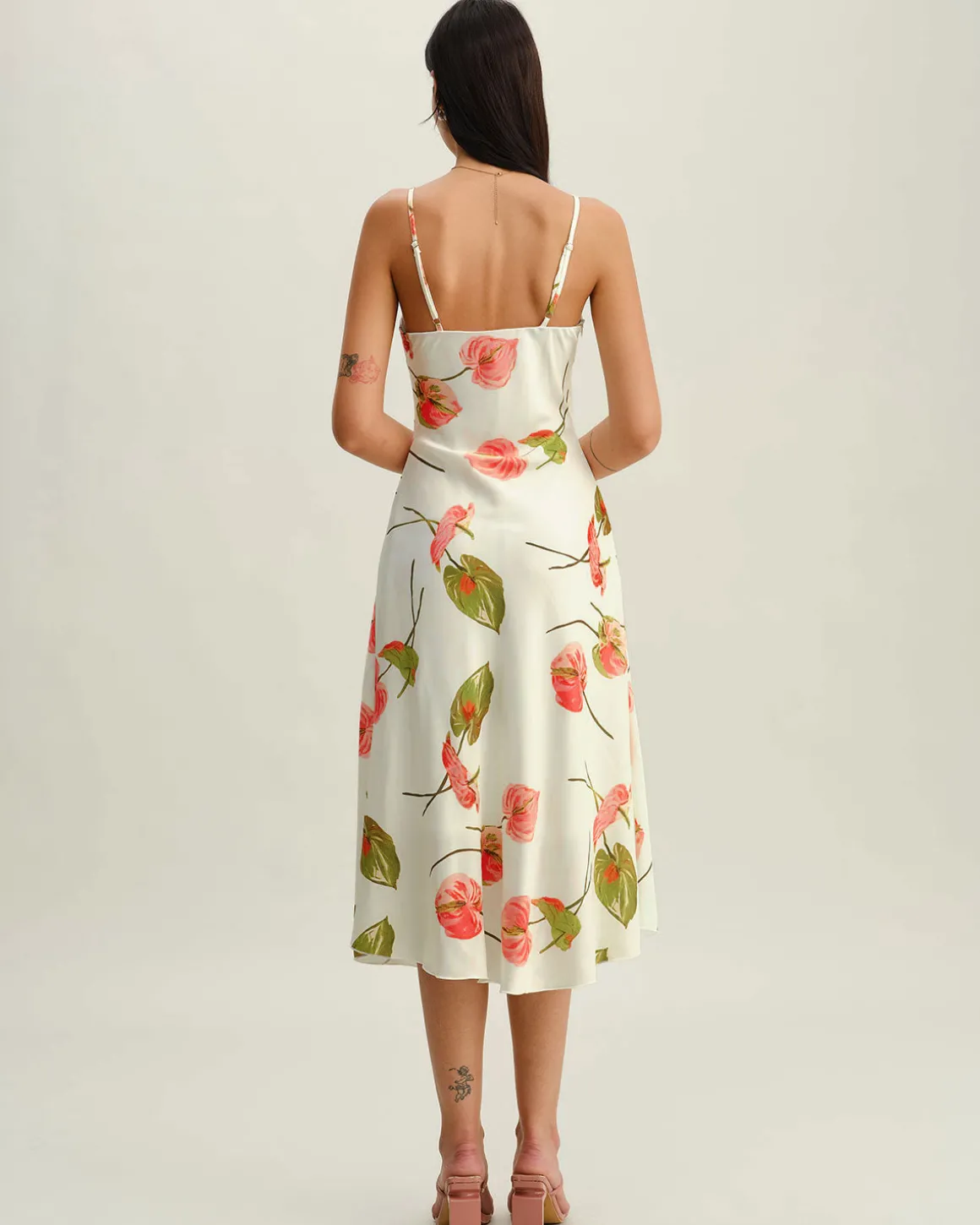 White Floral Slip Midi Dress