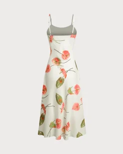 White Floral Slip Midi Dress