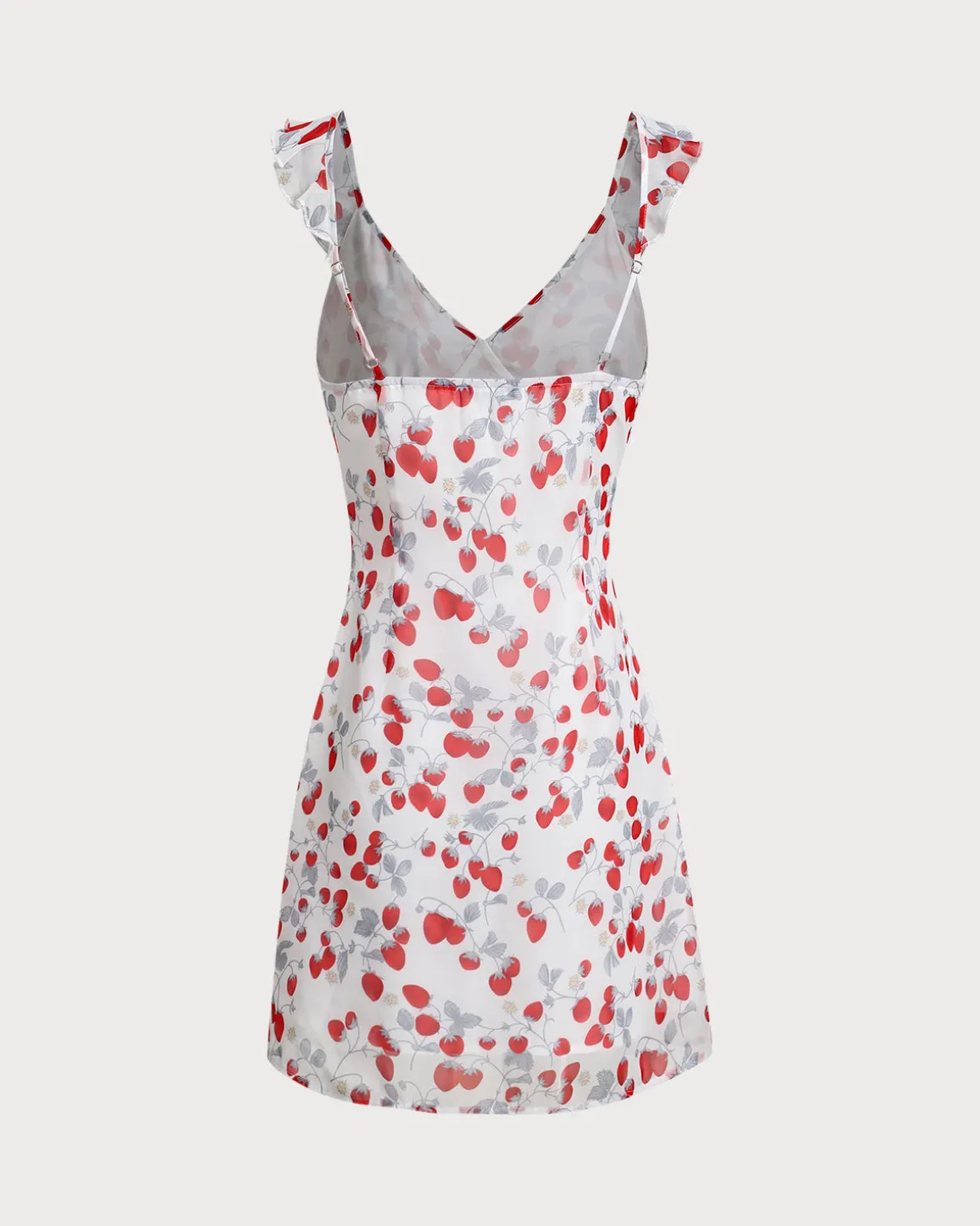 White Floral V Neck Ruffle Mini Dress