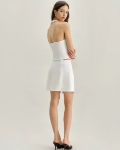 White Halter Button Vest