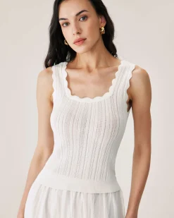 White Hollow Slim Tank Top