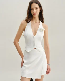 White Irregular Mini Skirt