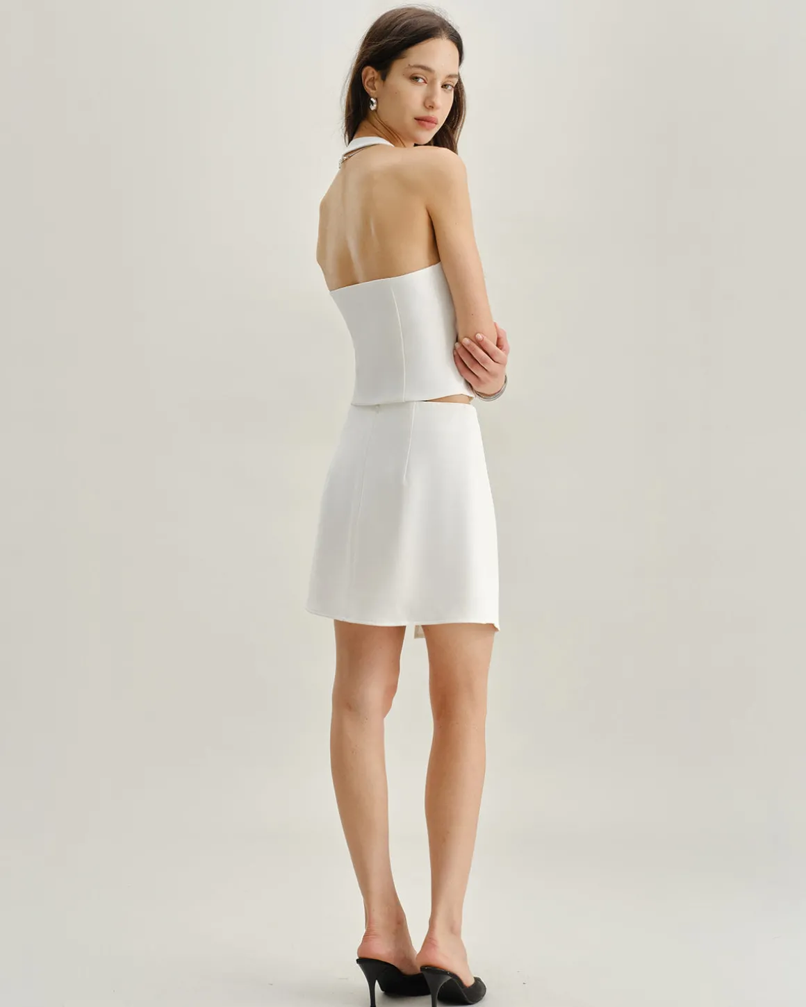 White Irregular Mini Skirt