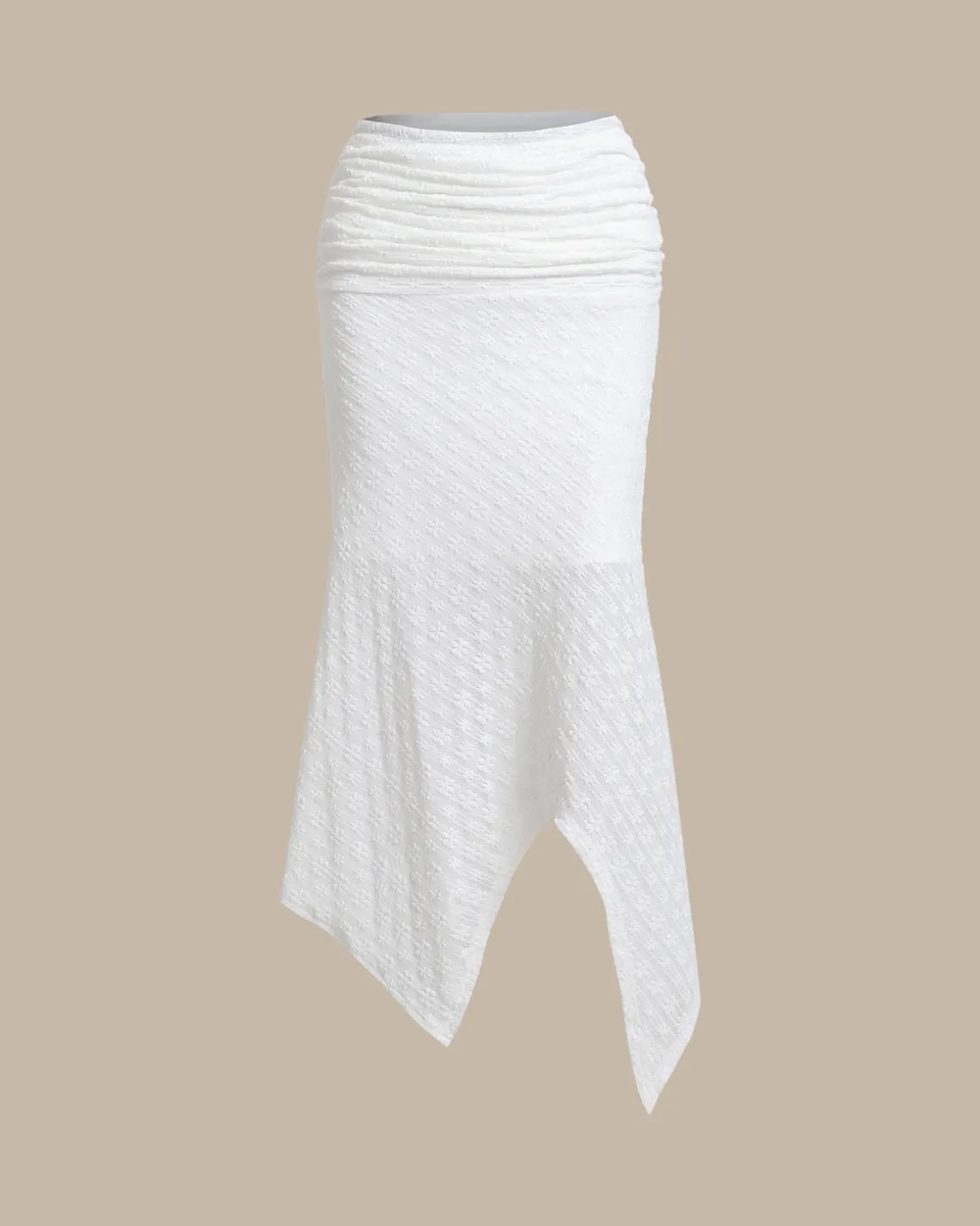 White Jacquard Mermaid Midi Skirt