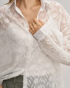 White Jacquard See Through Shirt