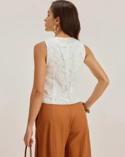 White Jacquard Single Breasted Vest