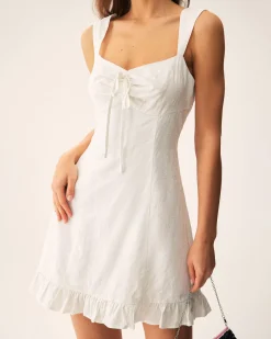 White Jacquard Sweetheart Neck Slip Mini Dress