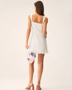 White Jacquard Sweetheart Neck Slip Mini Dress