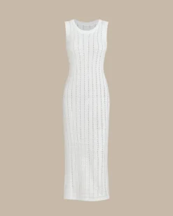 White Knit Bodycon Sleeveless Maxi Dress