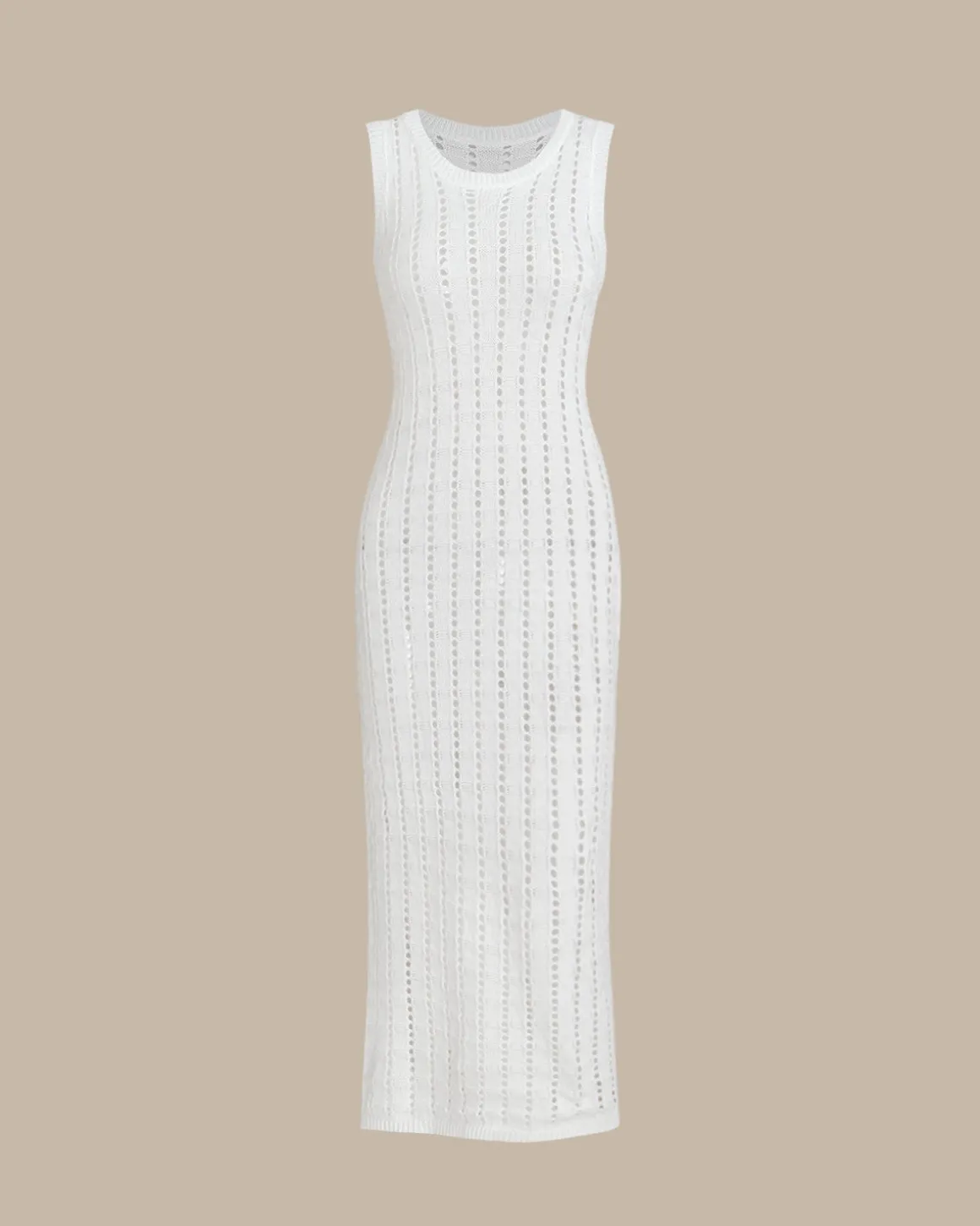 White Knit Bodycon Sleeveless Maxi Dress