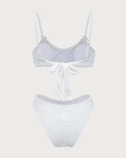 White Knitted Wave Textured Bikini Set