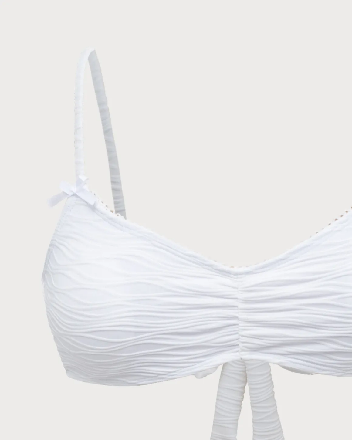 White Knitted Wave Textured Bikini Set
