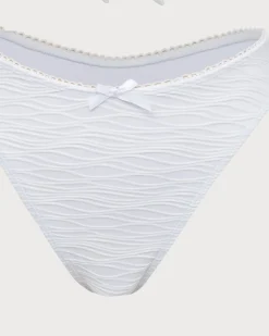 White Knitted Wave Textured Bikini Set