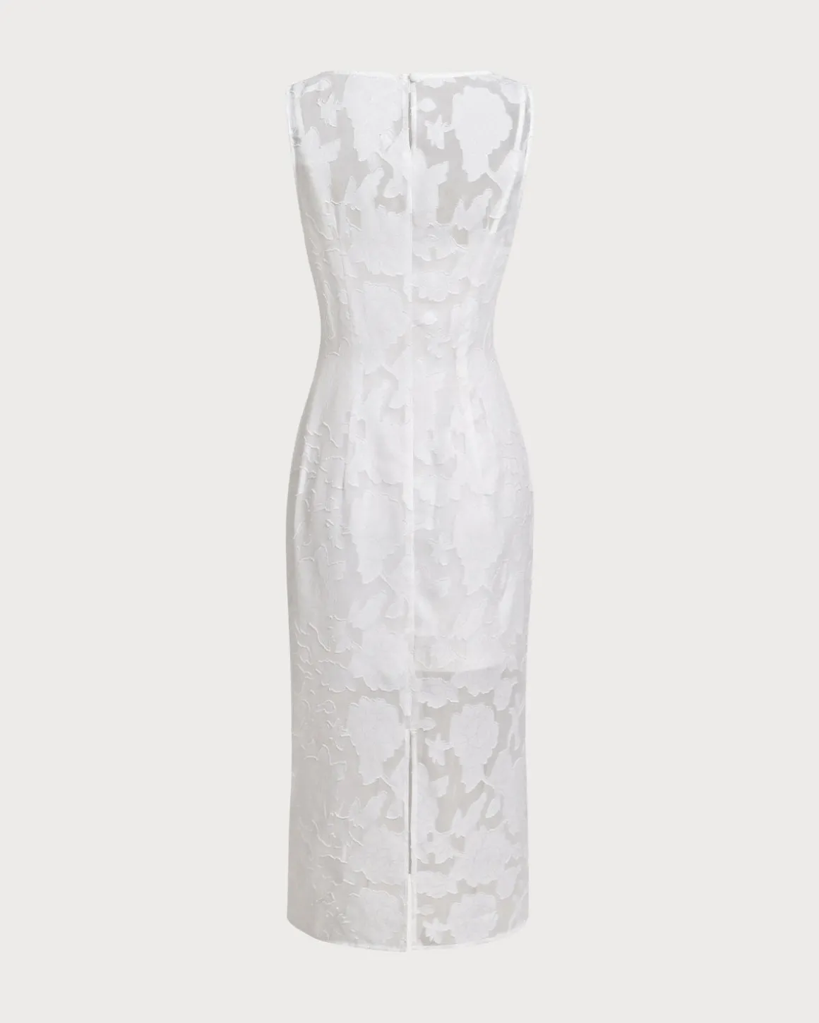 White Lace Boat Neck Midi Dress