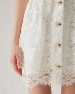 White Lace Collared Sleeveless Mini Dress
