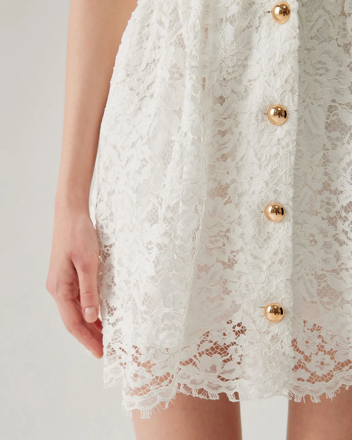 White Lace Collared Sleeveless Mini Dress