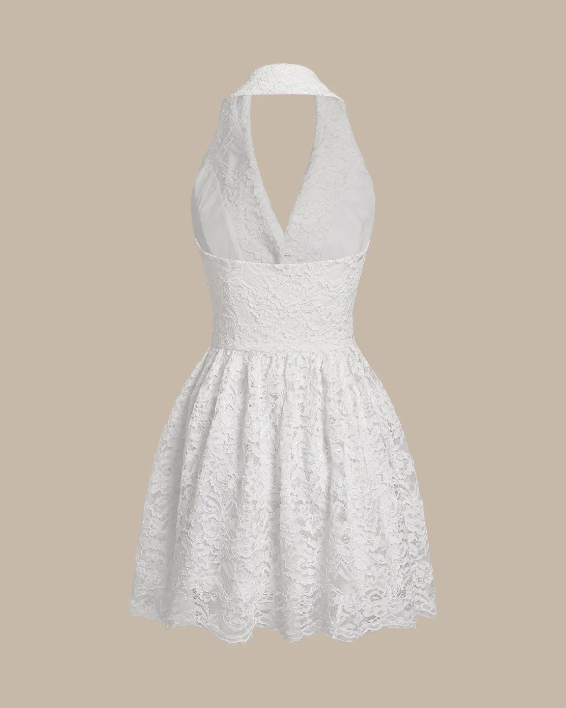 White Lace Collared Sleeveless Mini Dress