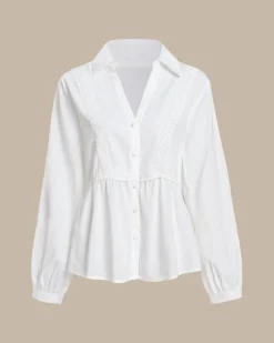 White Lace Pleated Shirt