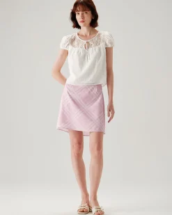White Lace Puffed Sleeve Tee