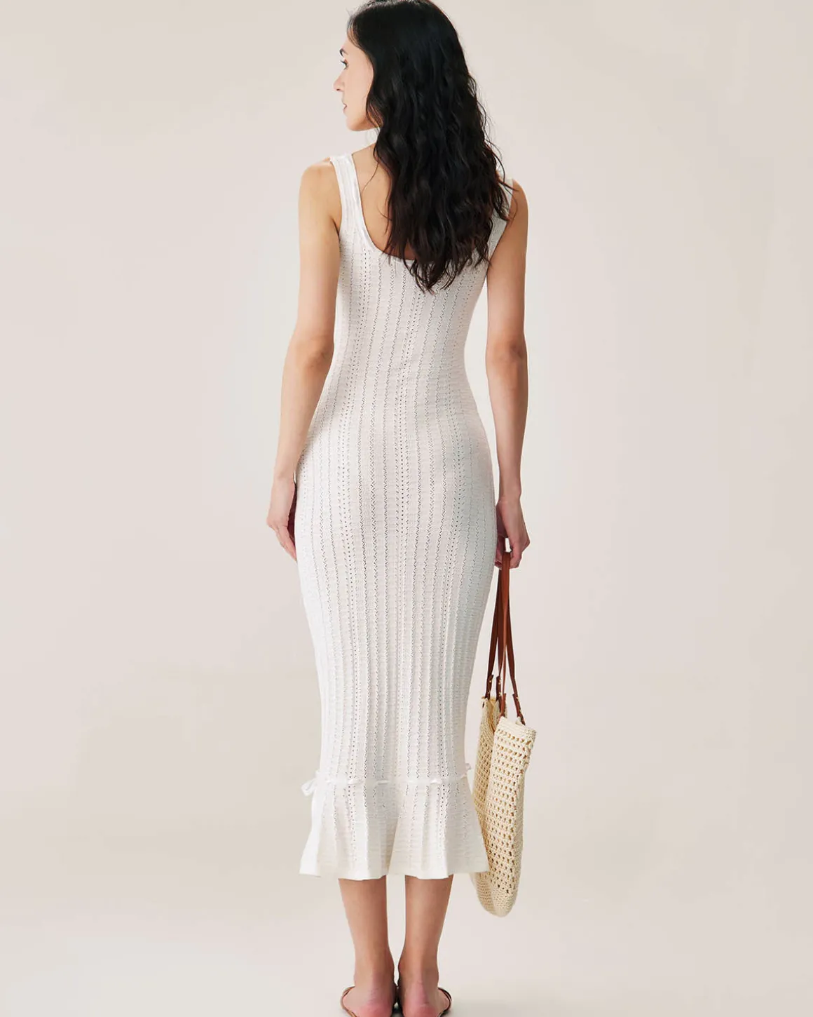 White Mermaid Knit Maxi Dress