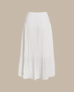 White Pleated Midi Skirt