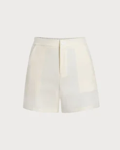 White Pleated Pocket Shorts