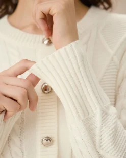 White Round Neck Bodycon Sweater Dress