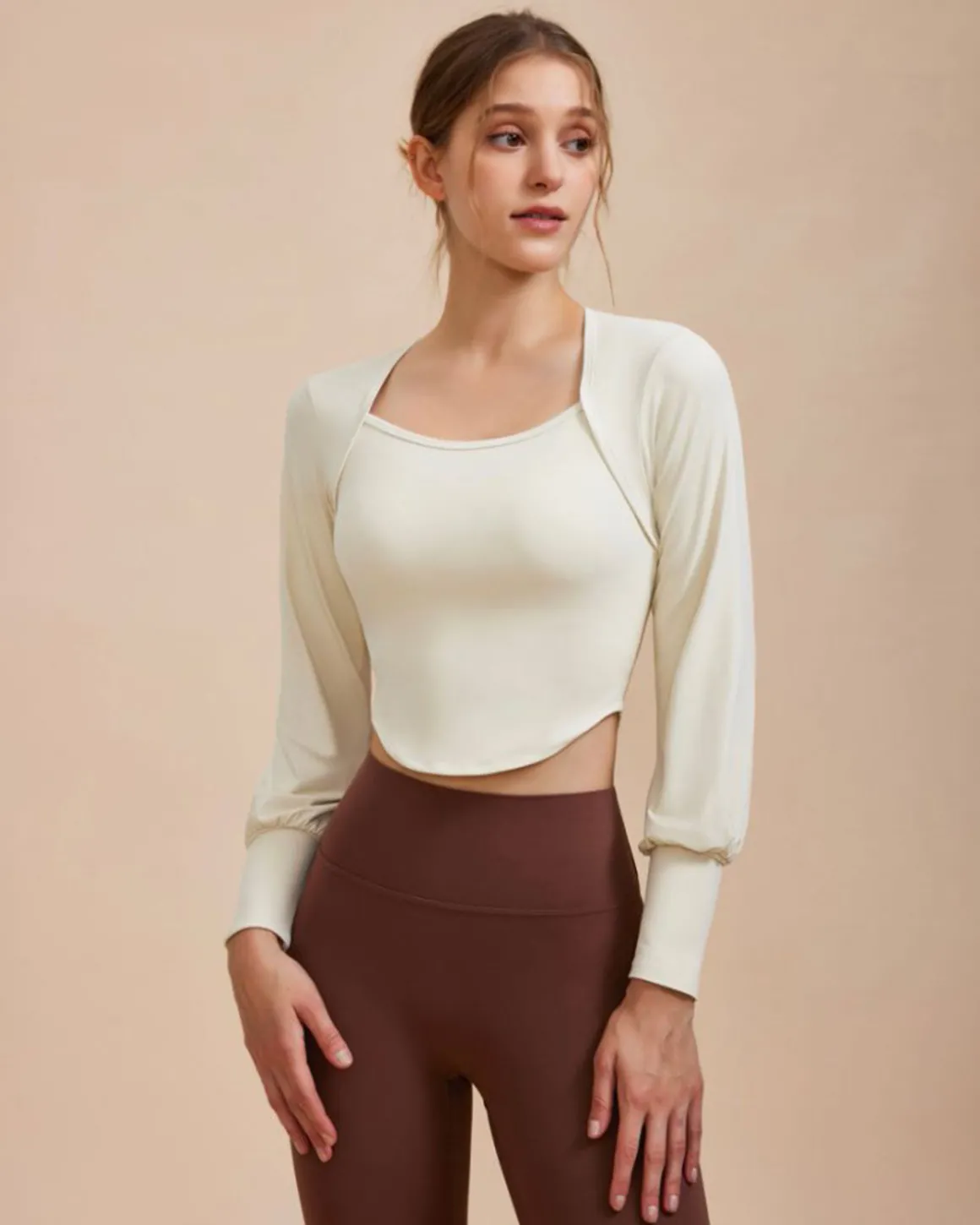 White Round Neck Long Sleeve Top