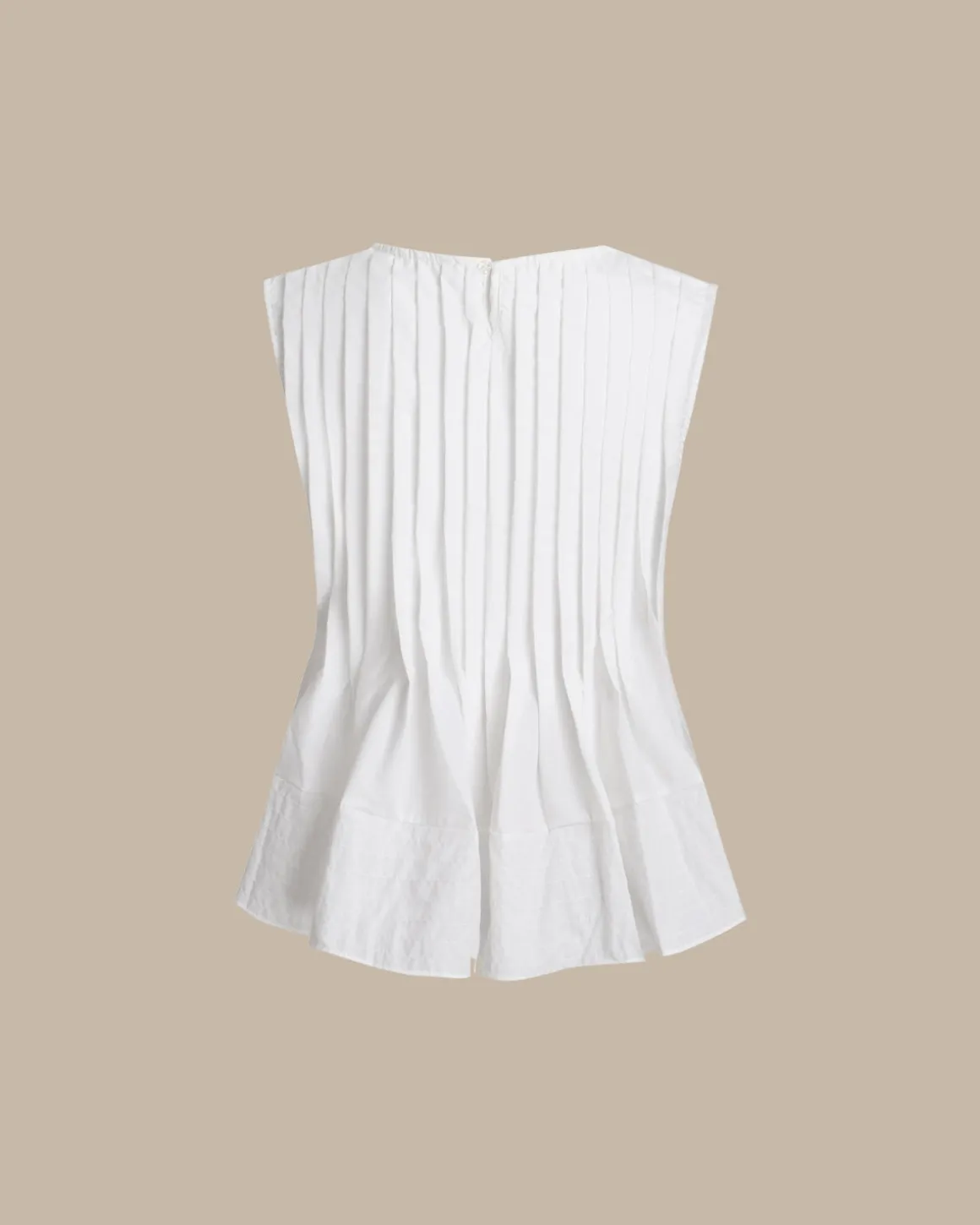 White Round Neck Pleated Tank Top
