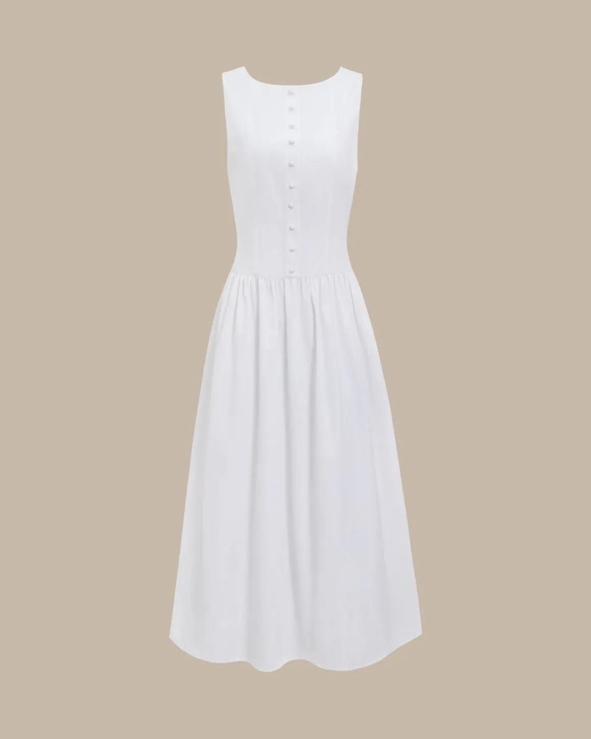 White Round Neck Pocket Maxi Dress