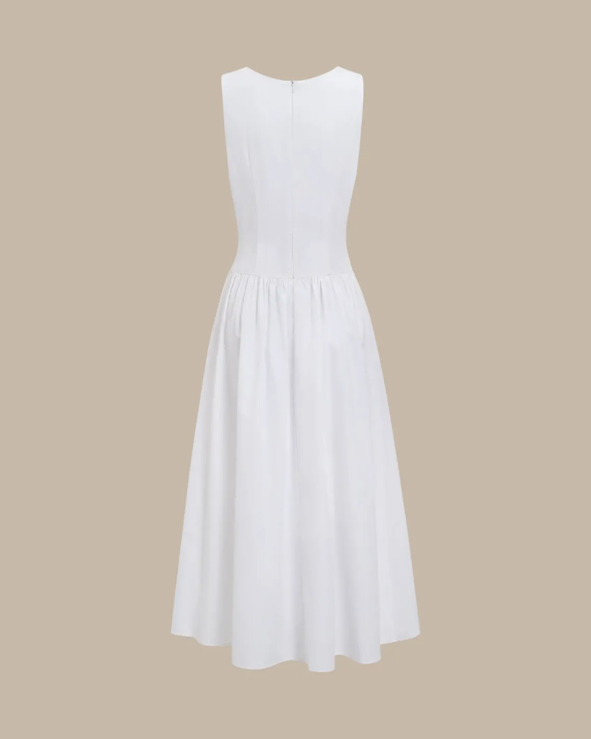 White Round Neck Pocket Maxi Dress