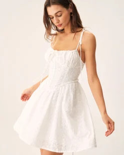 White Ruched Corset Slip Mini Dress