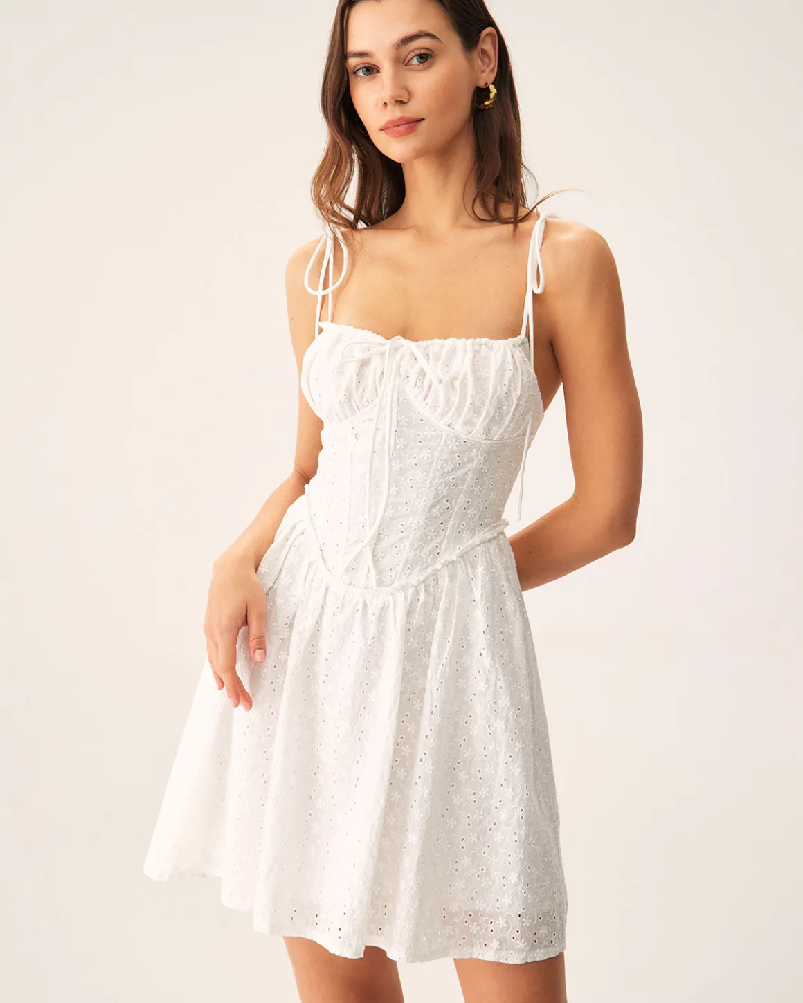 White Ruched Corset Slip Mini Dress
