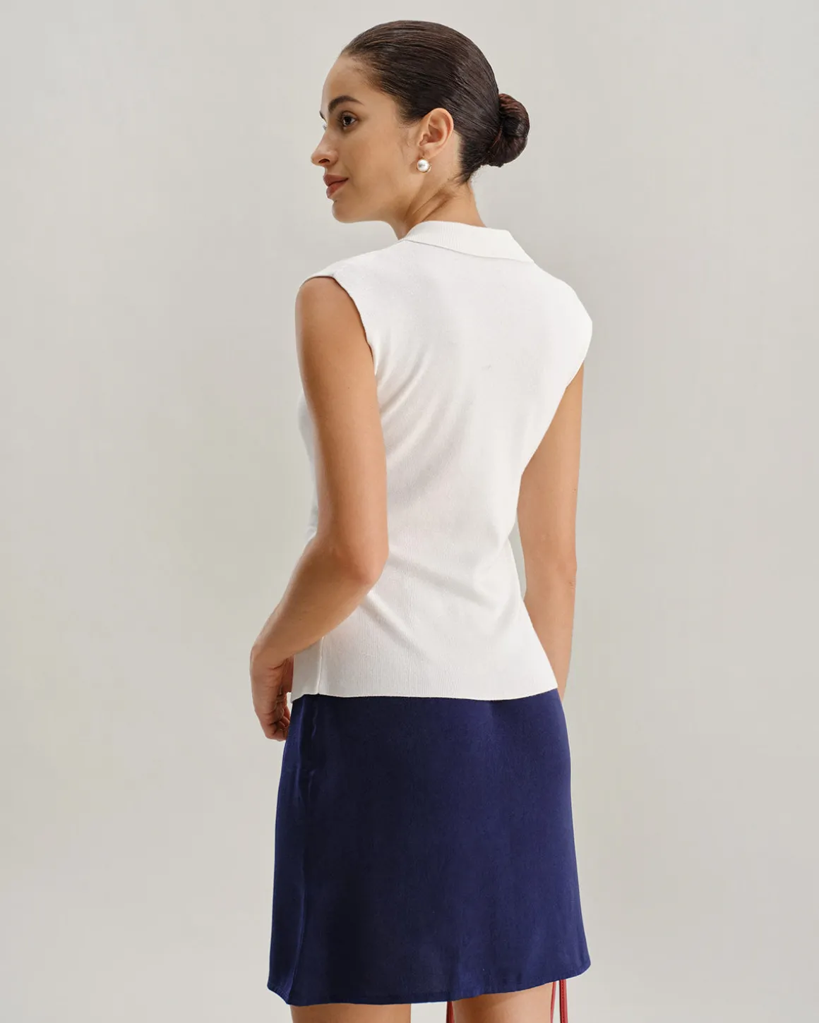 White Ruched Single Breasted Cardigan