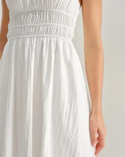 White Ruched Slip Maxi Dress