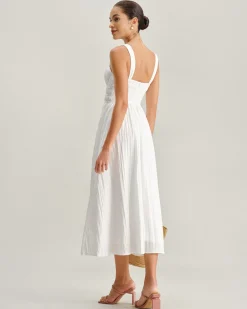 White Ruched Slip Maxi Dress