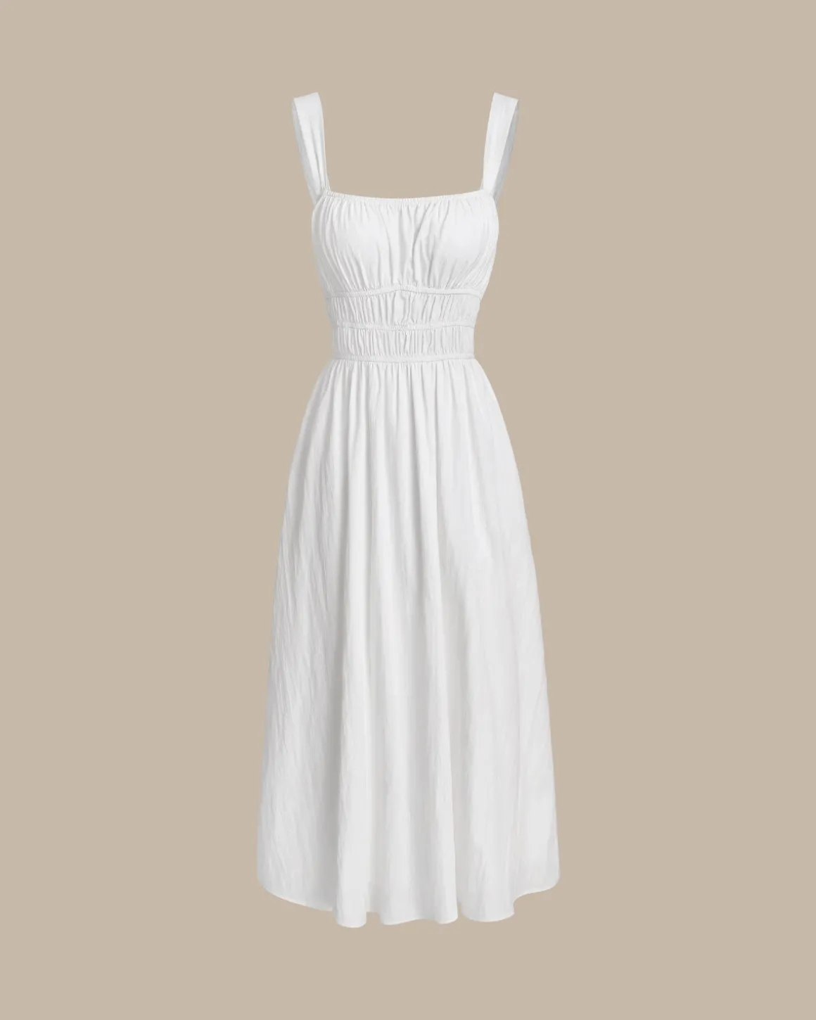 White Ruched Slip Maxi Dress