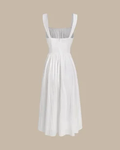 White Ruched Slip Maxi Dress