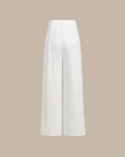 White Ruched Straight Pants