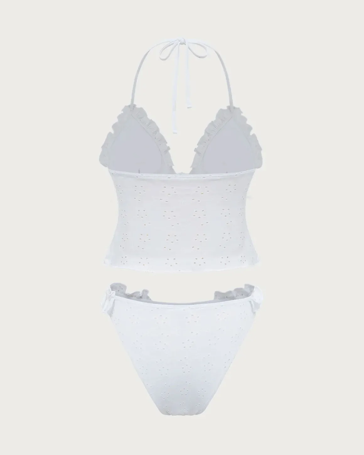 White Ruffled Tankini Swimsuit