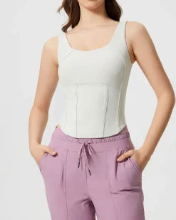 White Scoop Neck Yoga Tank Top