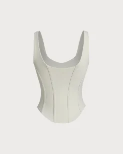 White Scoop Neck Yoga Tank Top